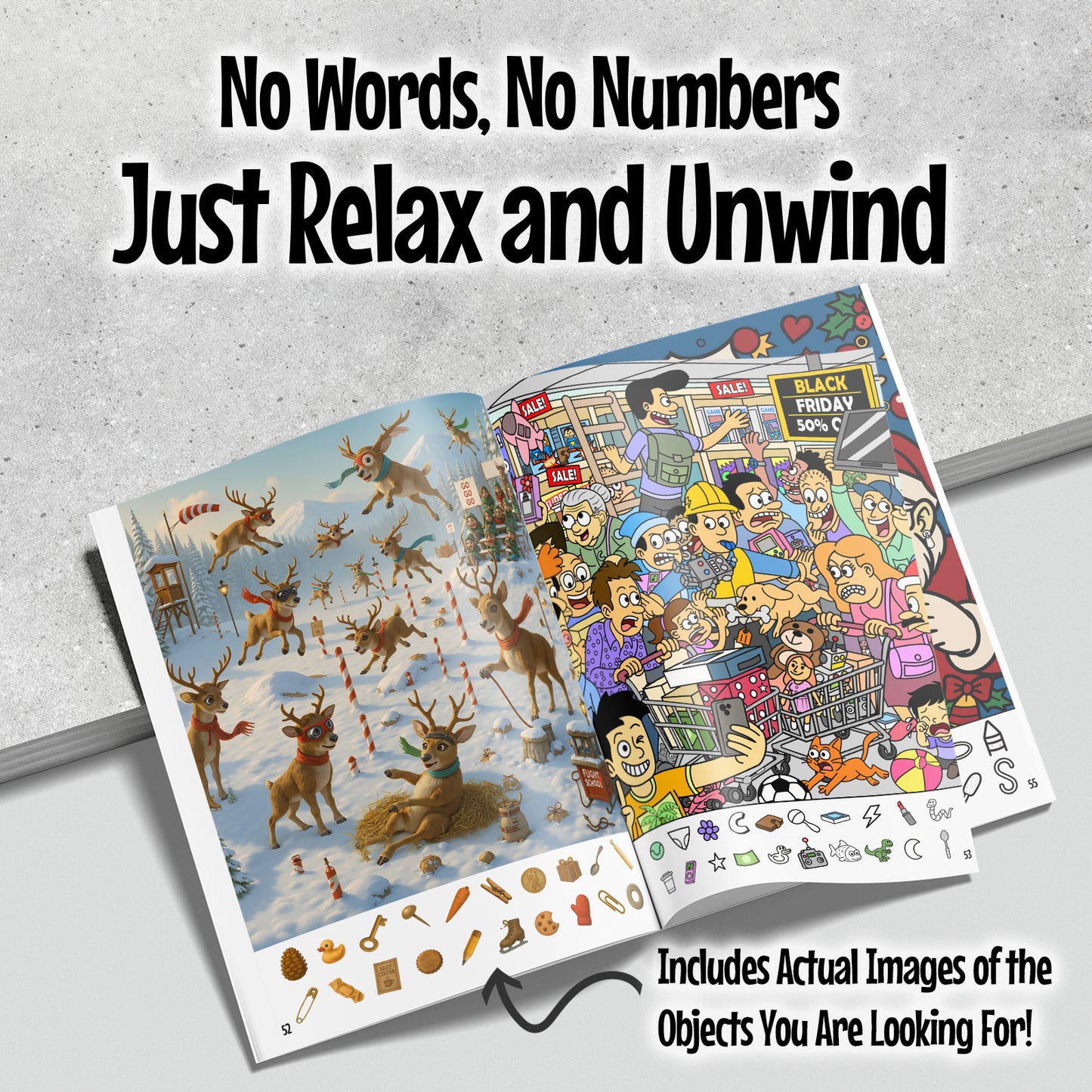 Lost And Found - Christmas Edition: Hidden Pictures Puzzle Book for Adults