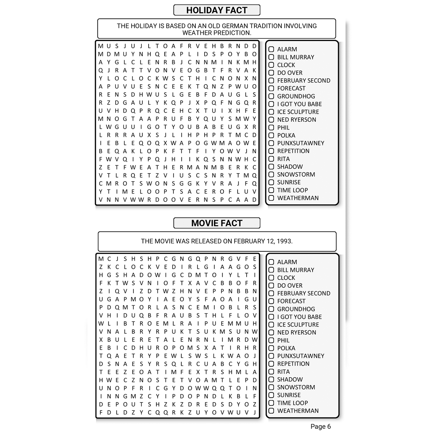 Word Search Society - Groundhog Day